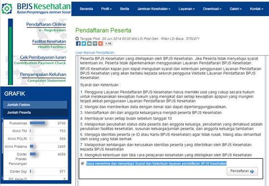 Syarat dan Ketentuan Situs BPJS Kesehatan untuk pendaftaran online