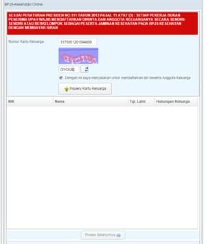 Masukkan Kartu Keluarga Daftar Online BPJS Kesehatan