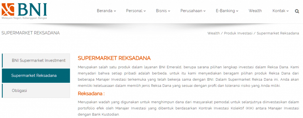 Bank BNI Jual Reksadana