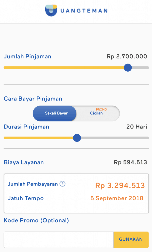 UangTeman Pinjaman Online 2018