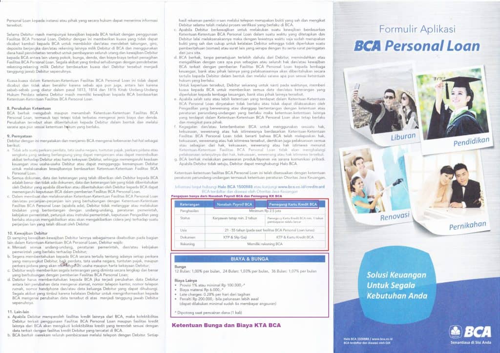 Perjanjian Pinjaman KTA BCA 2019