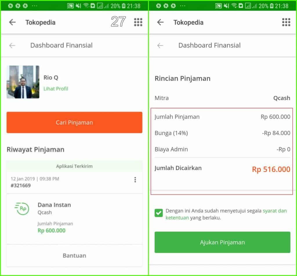 Bunga Pinjaman Tokopedia
