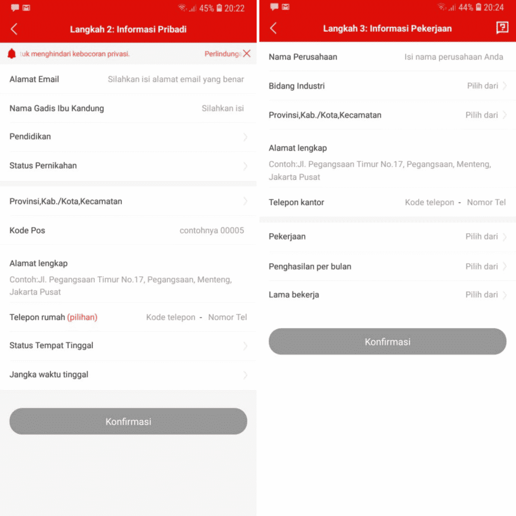 Isi Data Pribadi Aplikasi KreditQ