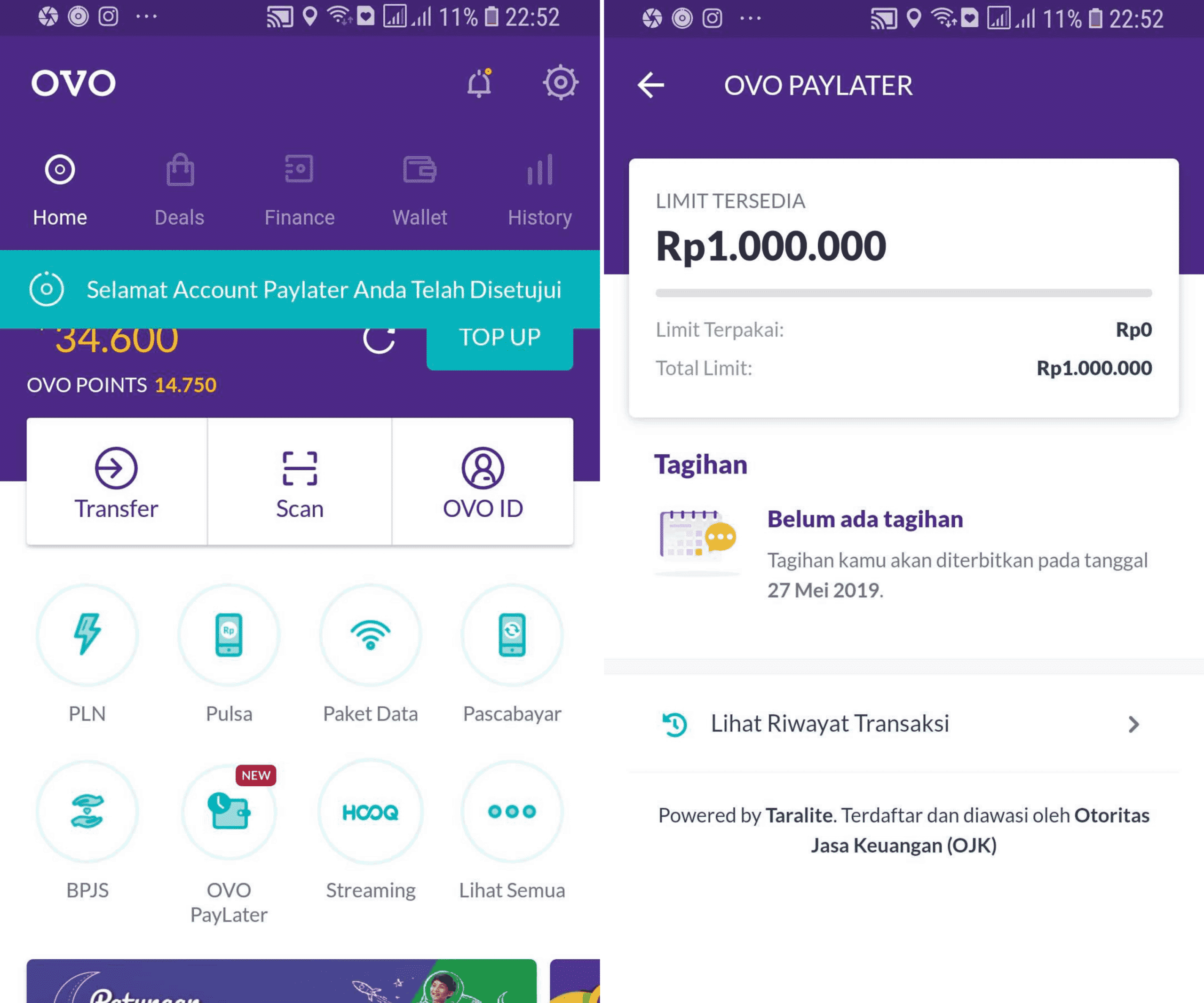 Limit Persetujuan Kredit OVO PayLater