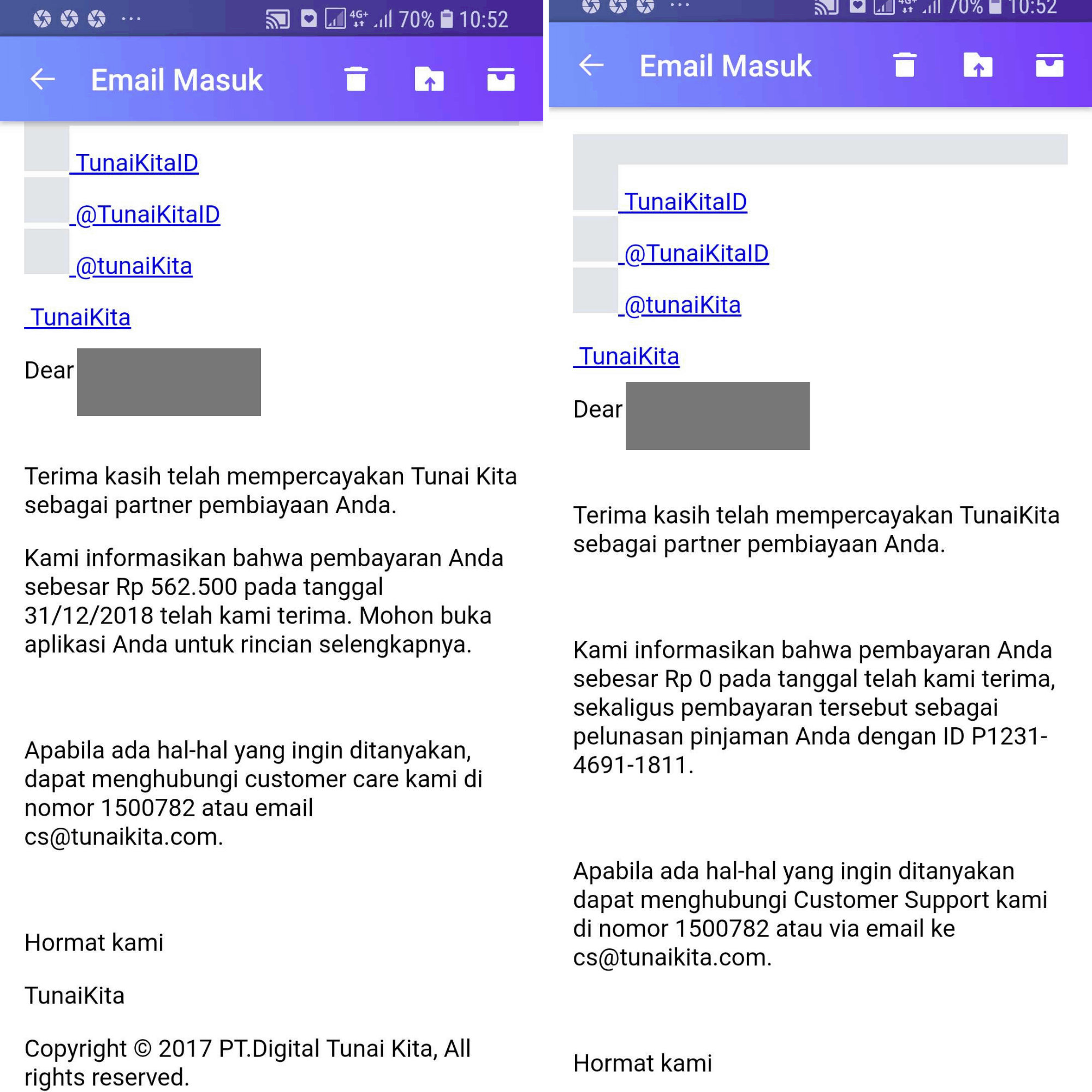 cara bayar TunaiKita, Pembayaran TunaiKita.