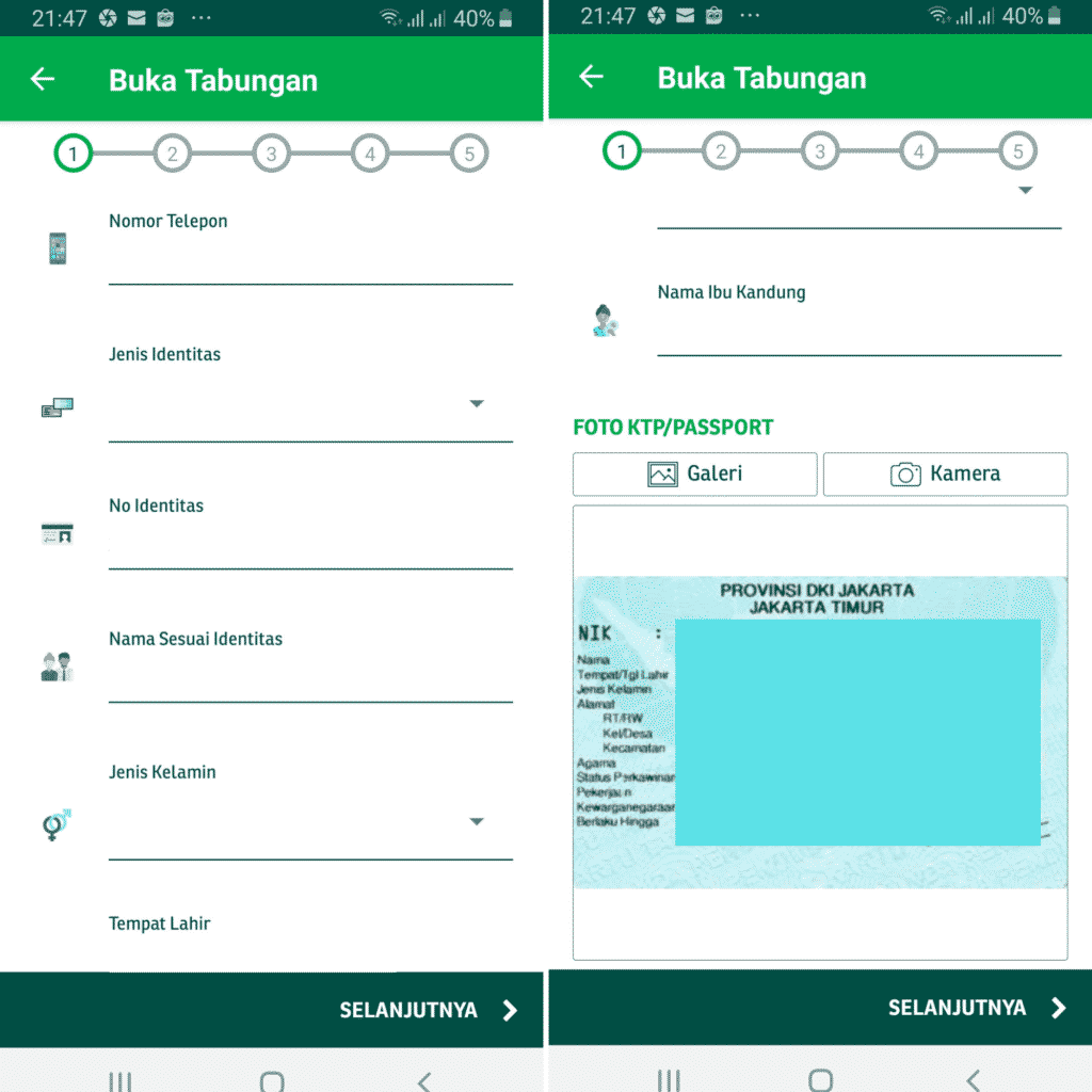 Isi data pribadi tabungan emas pegadaian