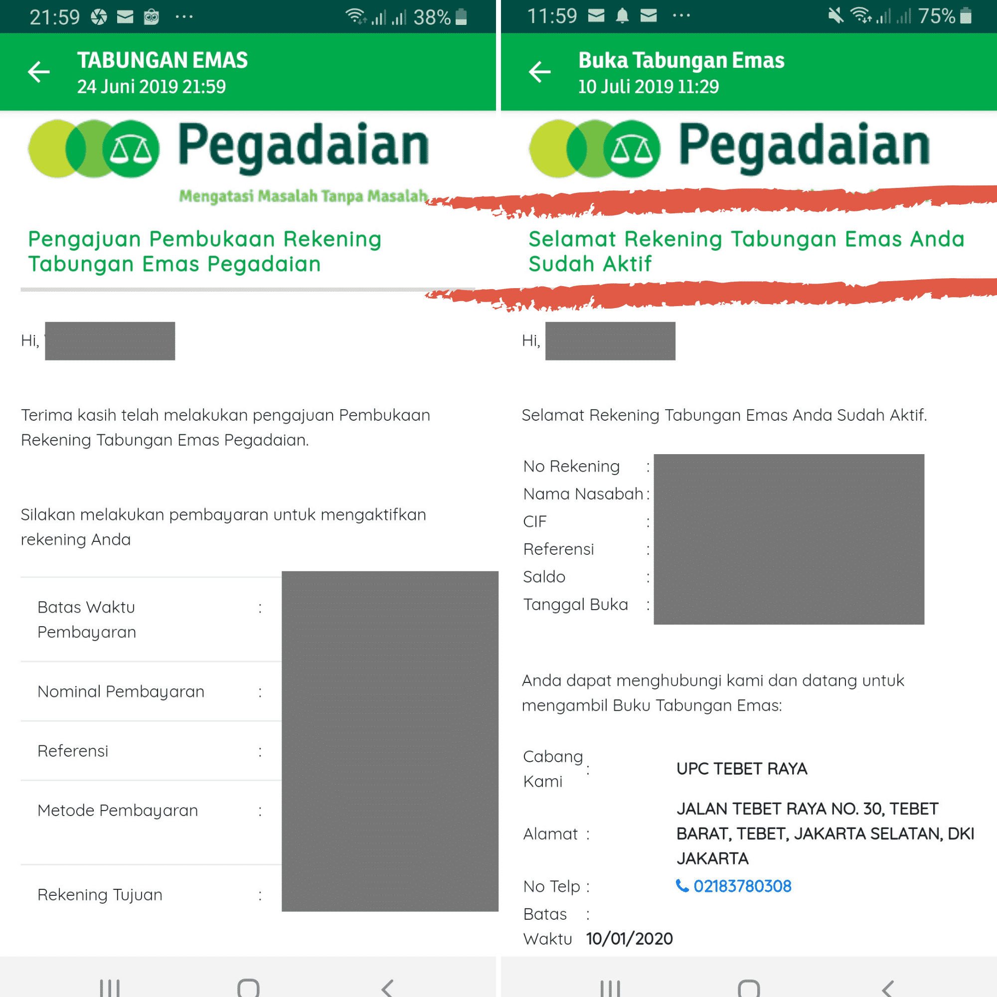 Tabungan Emas Berhasil Dibuka