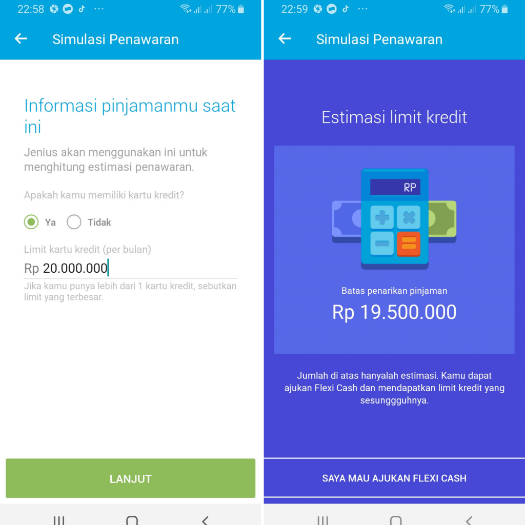 Simulasi Cicilan Flexi Cash (Punya Pinjaman Cicilan lain)