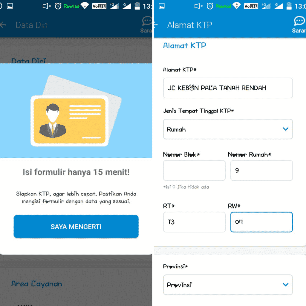 Data Pribadi Aplikasi Tunaiku
