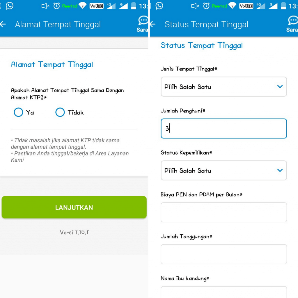 Data Tempat Tinggal Tunaiku