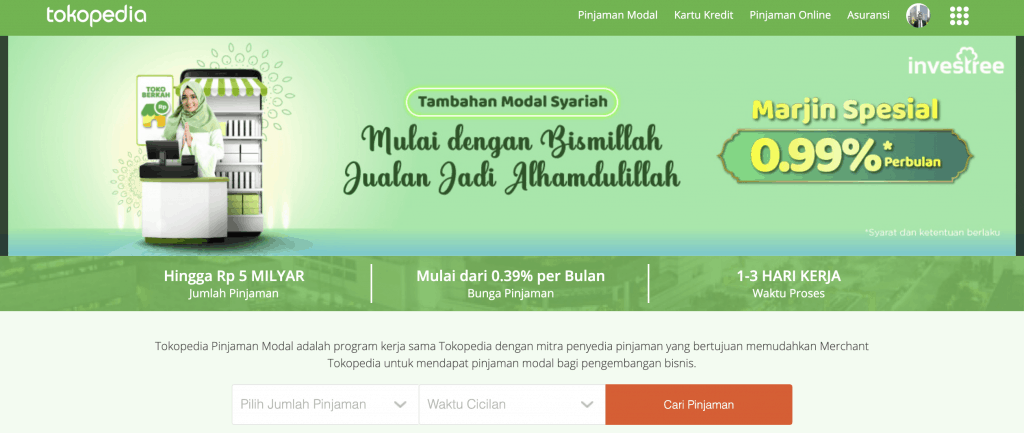 Pinjaman Modal Usaha Tokopedia.
