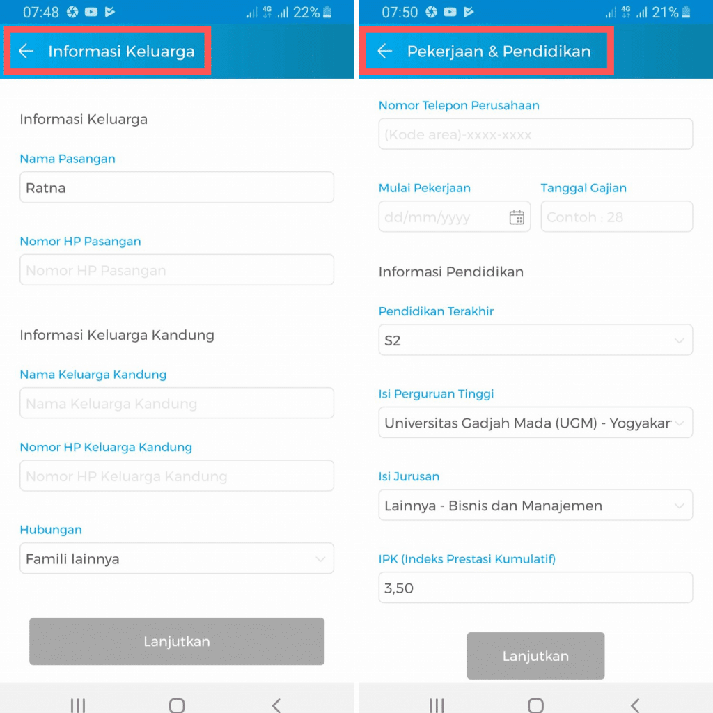 Data Keluarga, Pendidikan, Pekerjaan di Aplikasi Julo Pinjaman Online