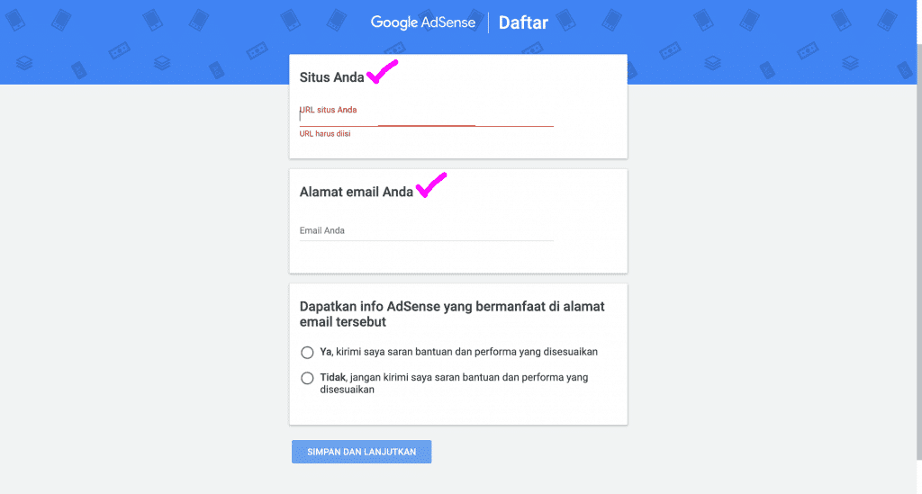 Pendaftaran Google Adsense
