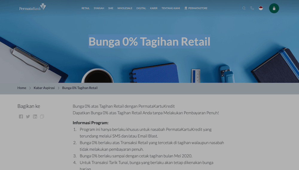 Kartu Kredit Permata Program Bunga 0%