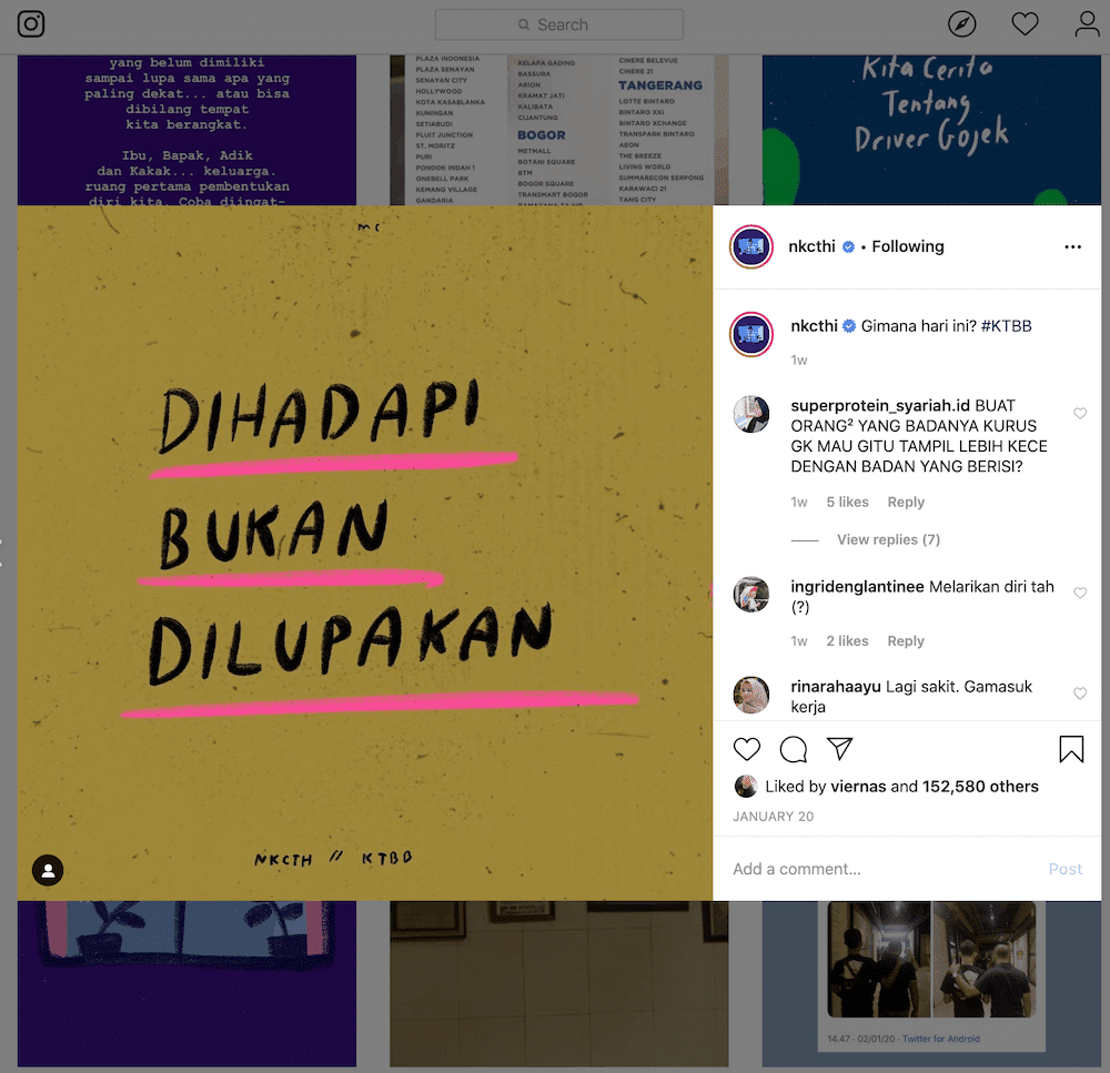 Contoh Caption Menarik #NKCTHI