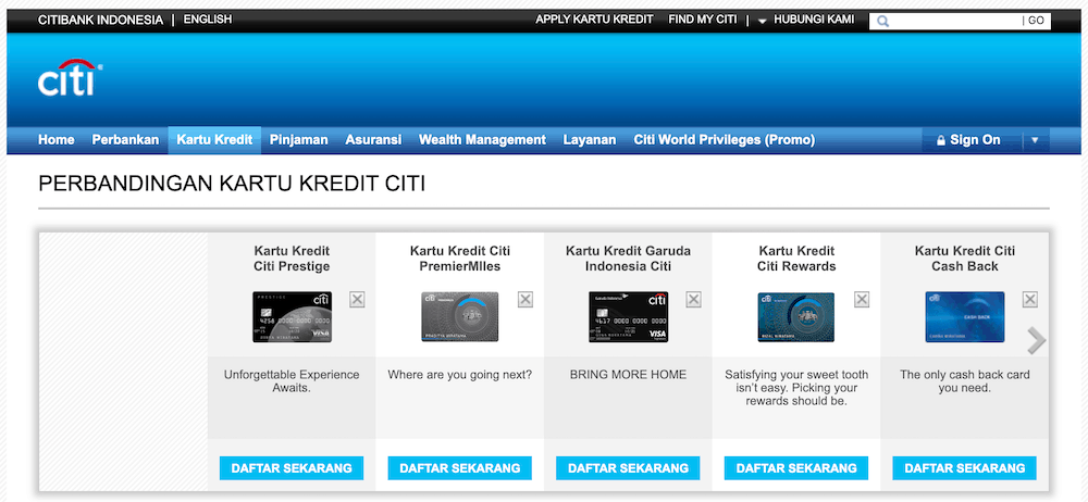 Perbandingan Kartu Kredit