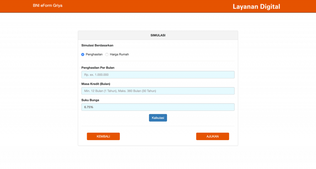 Simulasi KPR BNI