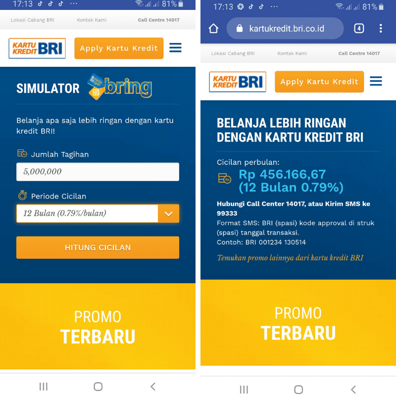 Simulasi Cicilan Barang BRING BRI