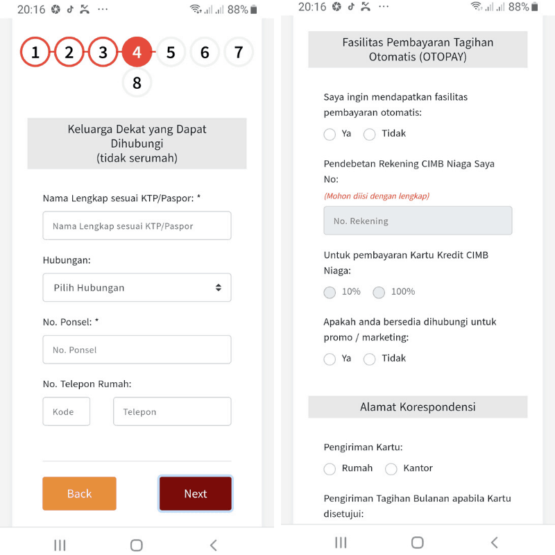 Keluarga Dekat dan Fasilitas Pembayaran Apply Online Kartu Kredit Cimb Niaga