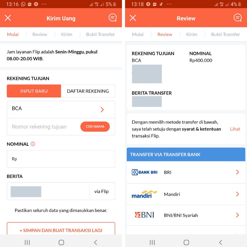 Buat Rekening Tujuan Flip