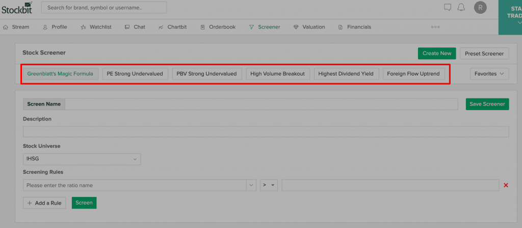 Kriteria Stock Screener Pilihan