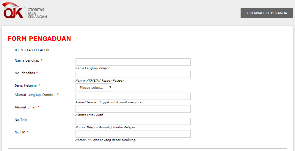 Contoh Surat Pengaduan ke OJK