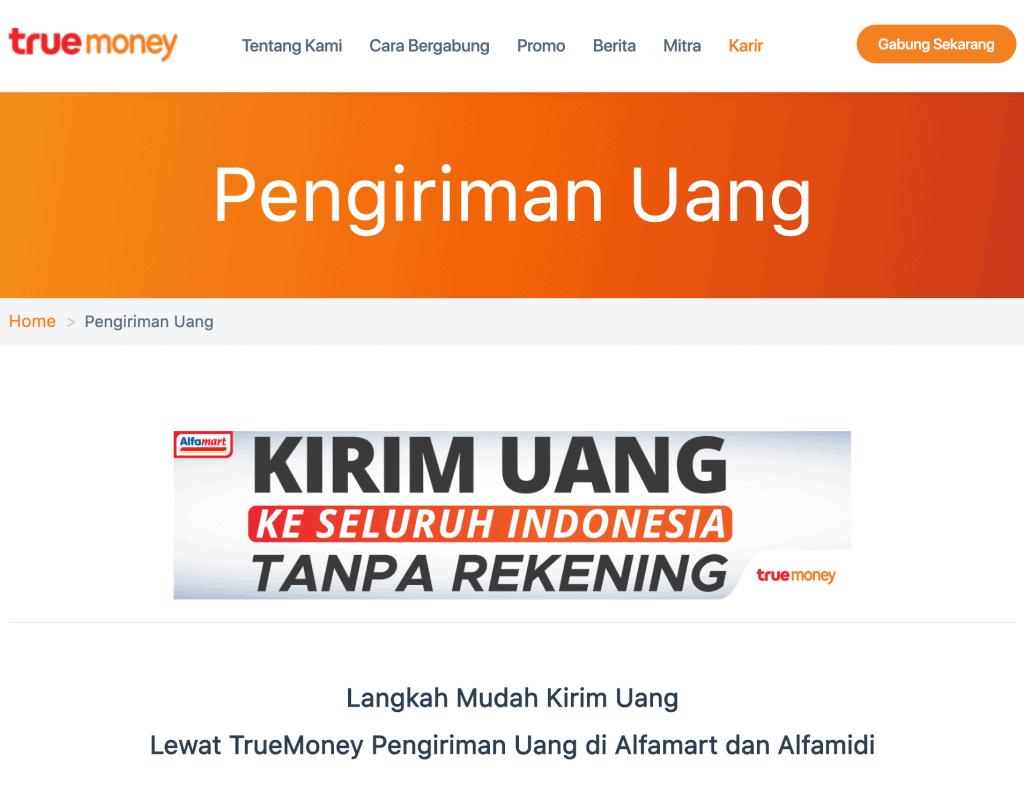 TrueMoney Kirim Uang Transfer Tanpa Rekening Tanpa ATM