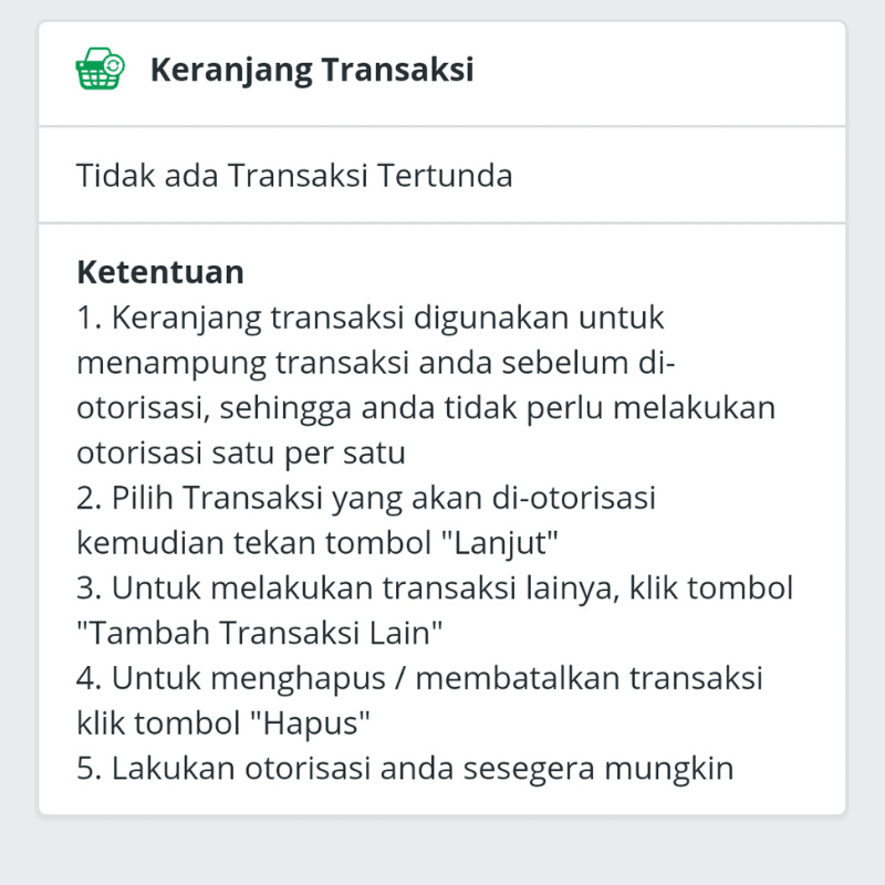 Fitur Keranjang Transaksi PermataNet