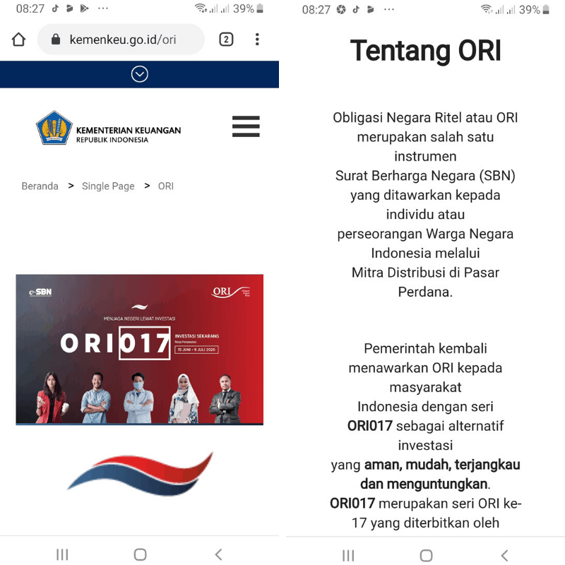 ORI Obligasi Negara Ritel Kemenkeu