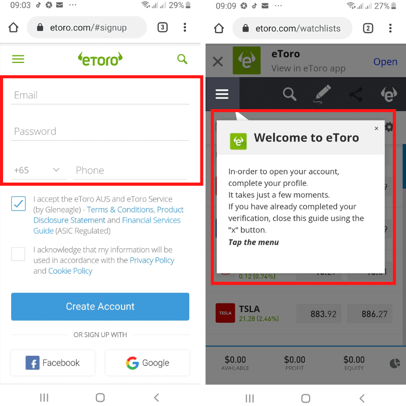 eToro Saham Internasional
