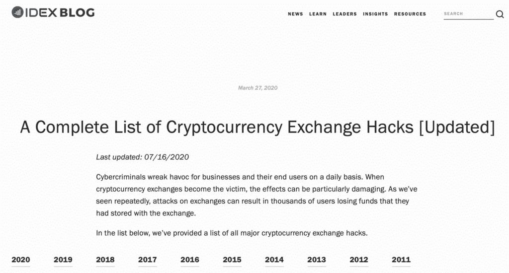 Daftar Kejadian Cryptocurrency Hacks di dunia mulai dari 2011 sd 2020