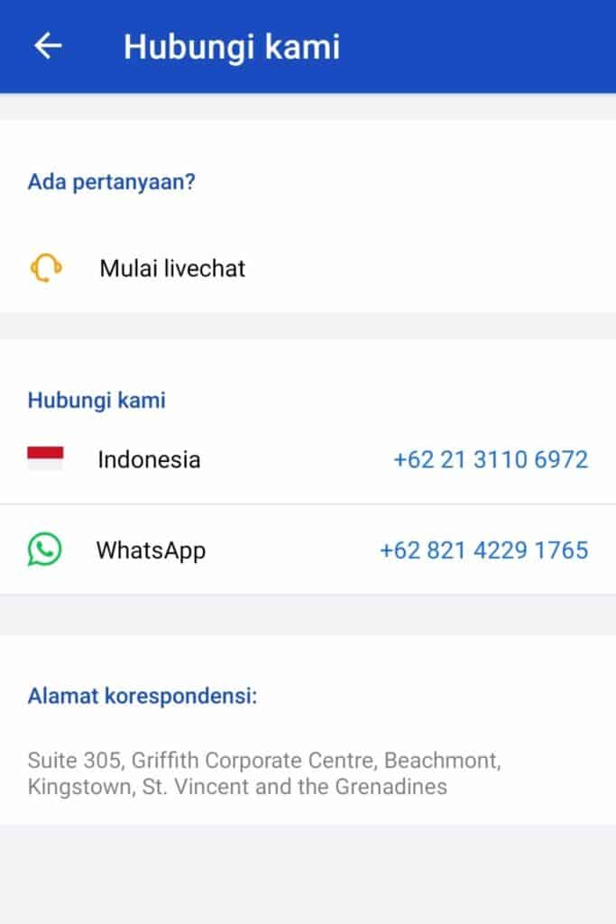 CS Aplikasi OctaFx Broker Forex
