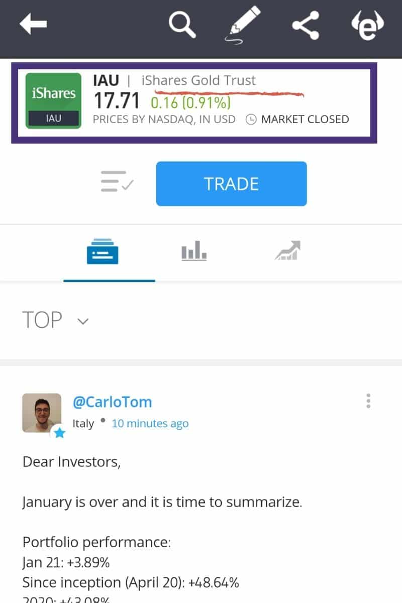 Gold Emas Aplikasi eToro Internasional ETF