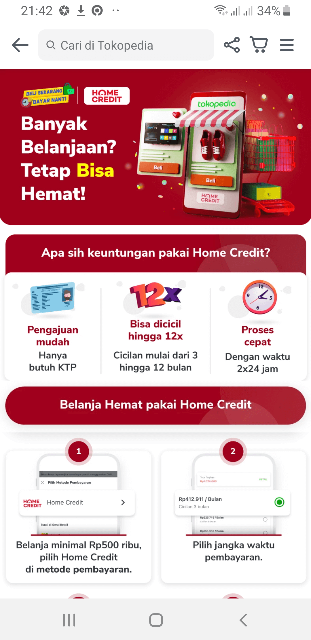 Home Credit Cara Kredit di Tokopedia
