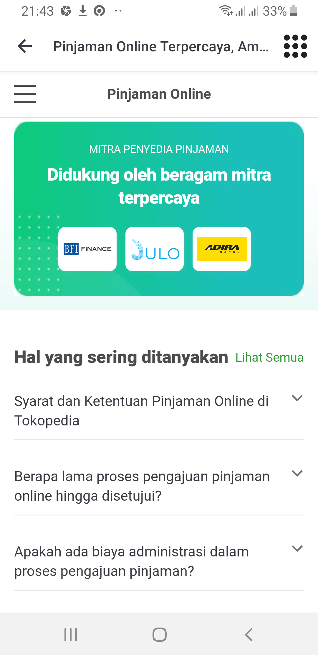 Pilihan Pinjaman Cara Kredit di Tokopedia