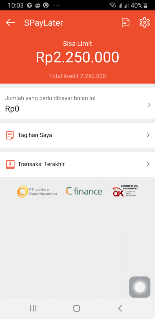 Limit pinjaman Shopee Paylater