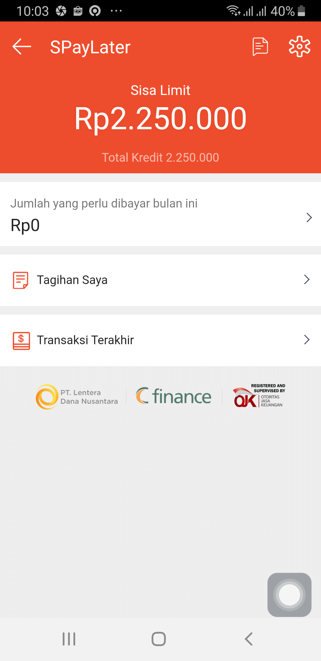 Limit pinjaman Shopee Paylater