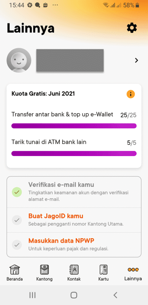 Jago Bank Digital Rekening