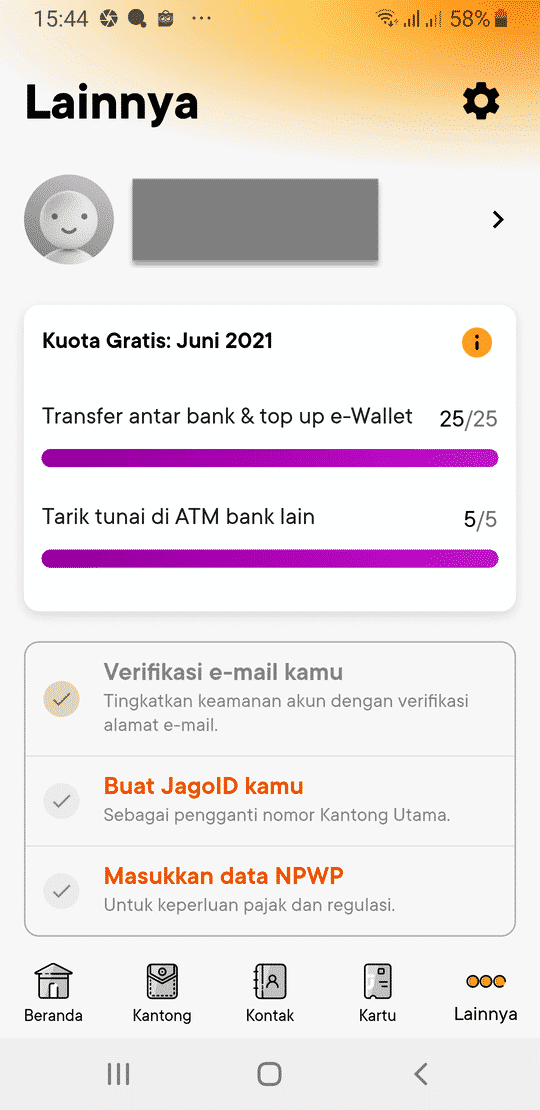 Jago Bank Digital Rekening