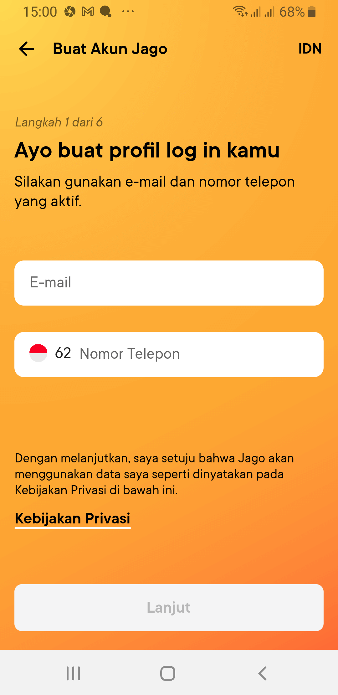 Jago Bank Digital Email no HP