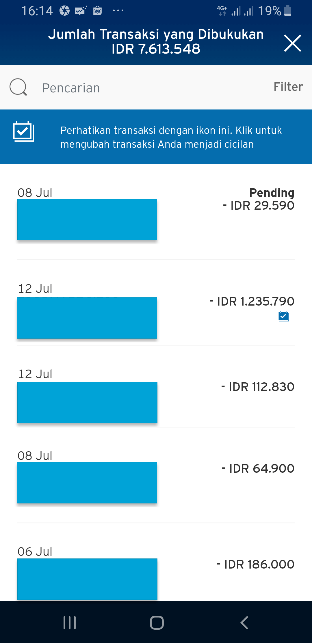 Daftar Transaksi Kartu Kredit