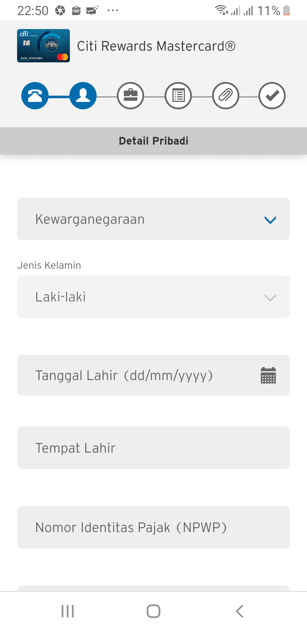 Form Aplikasi Citi Online Kartu Kredit
