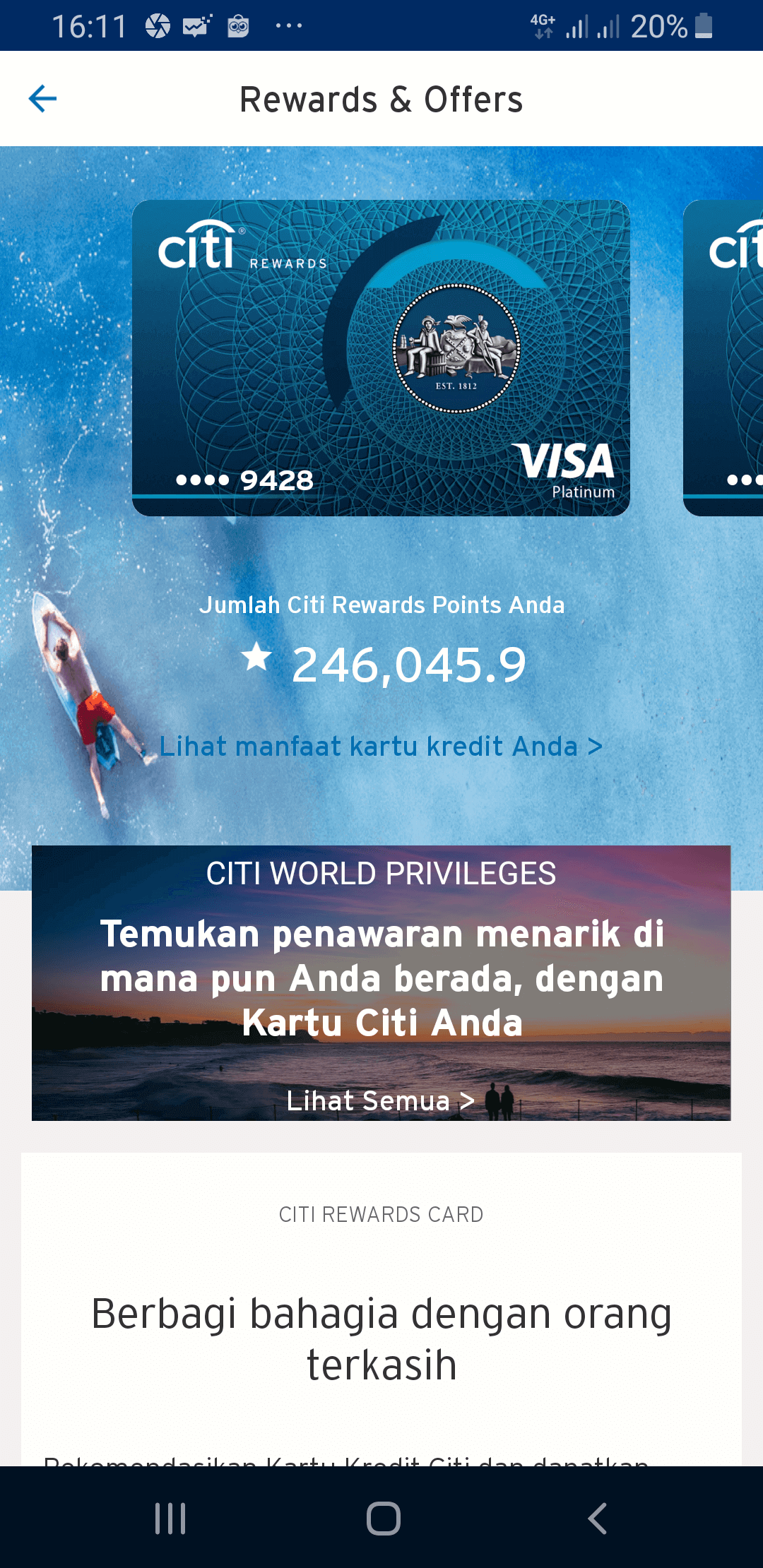 Reward Poins Info Citi CC