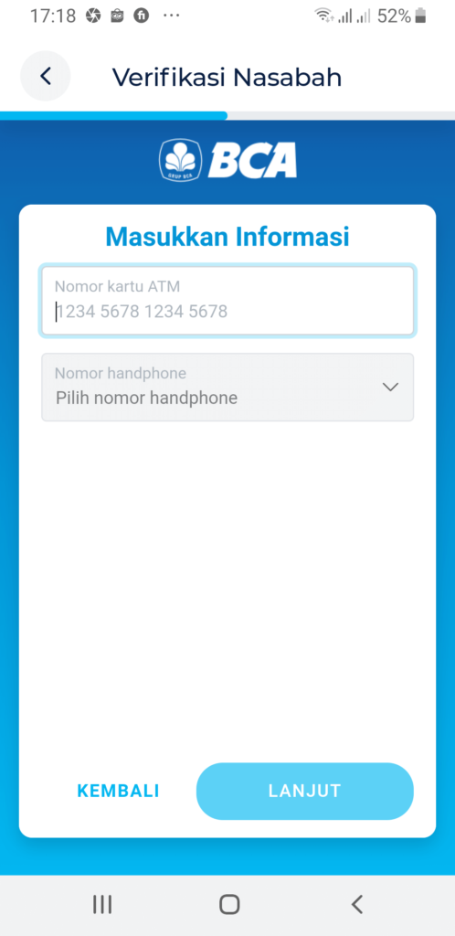 Verifikasi Rekening BCA di Aplikasi Blu