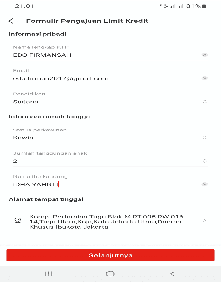 Data Pribadi Akulaku