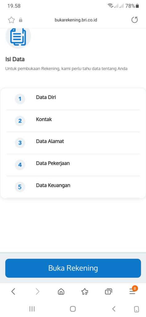 Isi Data Buka Rekening ATM BRI Online