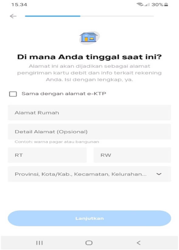 Alamat Tempat Tinggal Rekening Mandiri