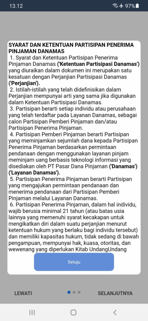 Perjanjian Danamas Aplikasi Dana Tunai