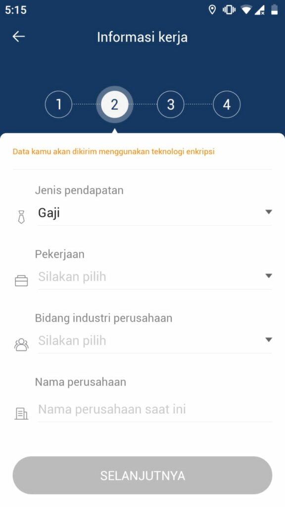 Isi Data Pekerjaan Kredito 3.1