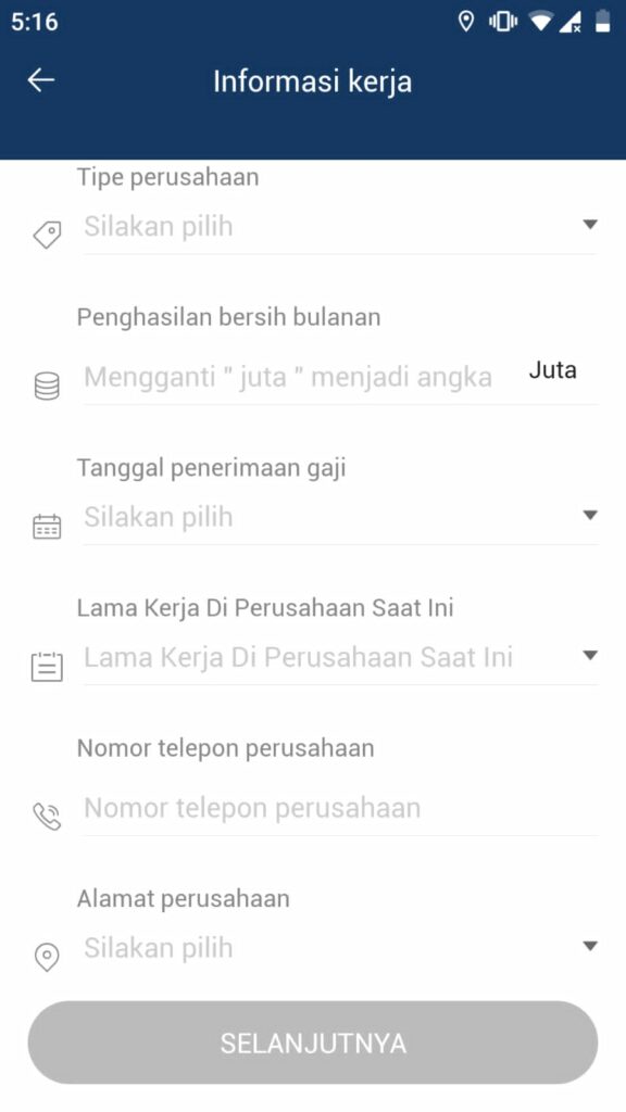 Isi Data Pekerjaan Kredito 3.2